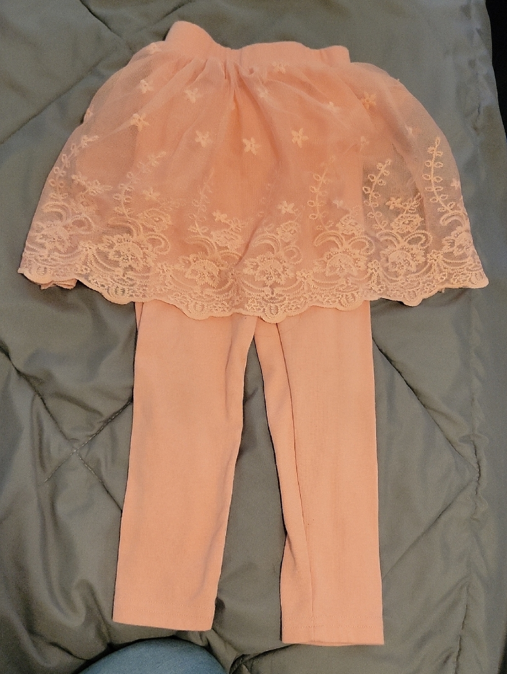 SHEIN Peach Lace Skirted Leggings for Girls